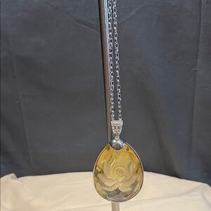CATO C1946 Pale Yellow Rose In Lucite STATEMENT Large Pendant Necklace